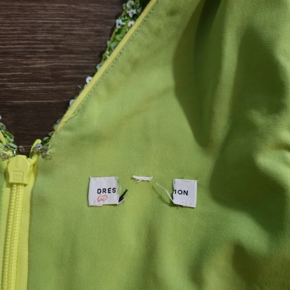 DRESS THE POPULATION Zoe V-Neck Green Sequin Bodycon Mini  Dress - Picture 15 of 15